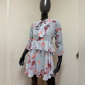TopShop Floral Chiffon Ruffle Dress